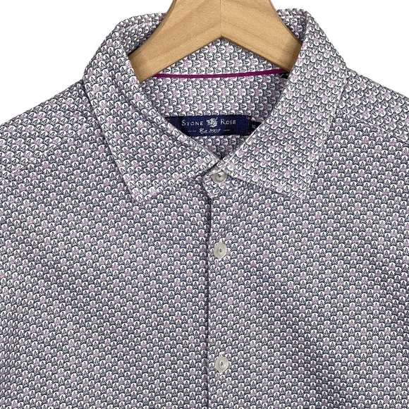 Stone Rose Shirt Mens XL Button Up Subtle Marijuana Leaf Novelty Print - Picture 3 of 12